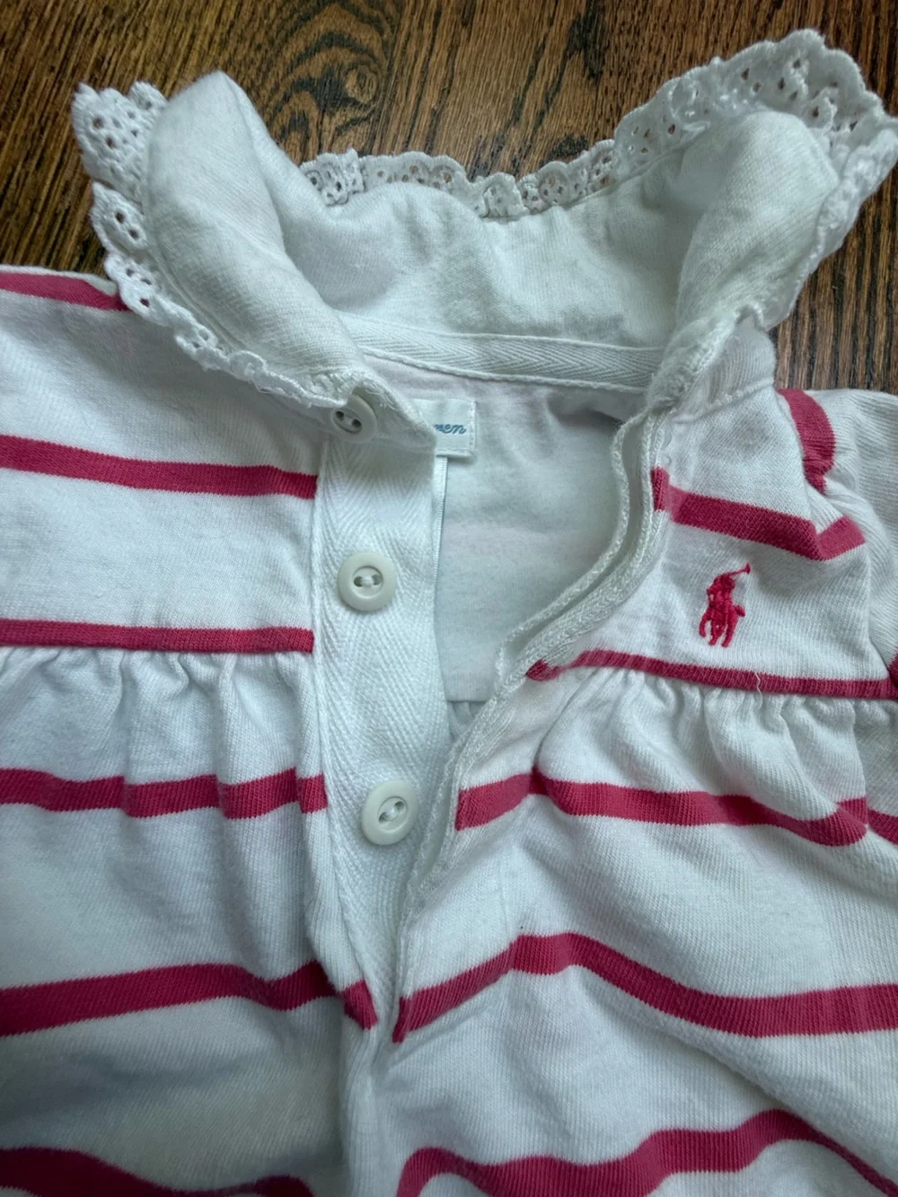 Ralph Lauren White and Pink Striped Romper 6 Months | Free with Bundle